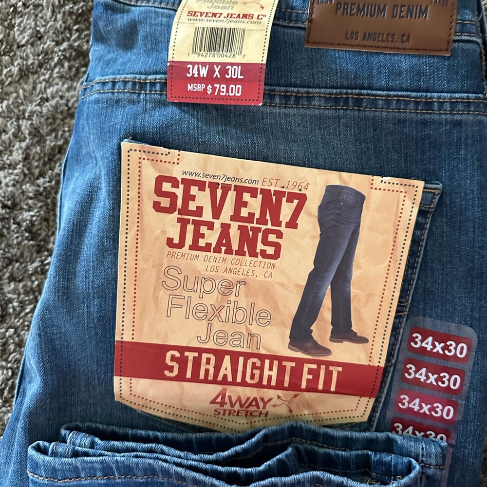 Seven 7 jeans straight fit super flexible 34wx30l
